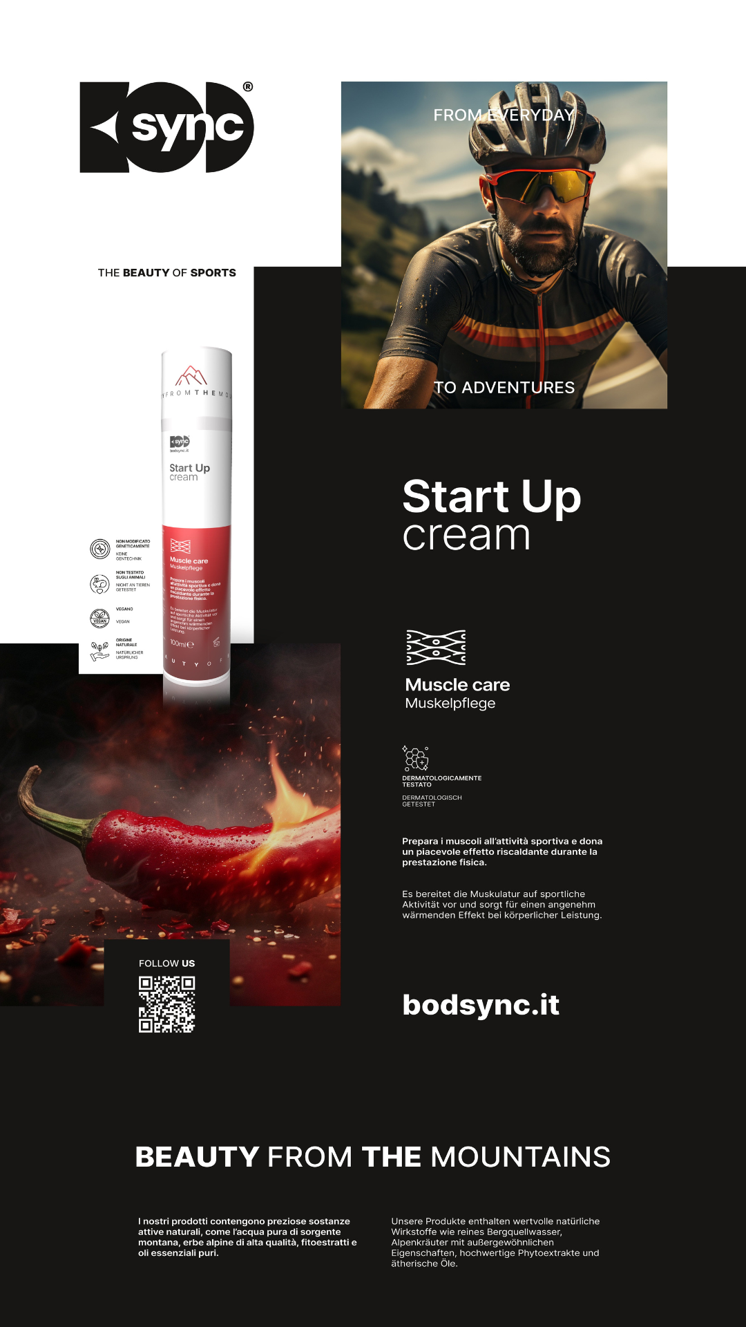 
                  
                    START UP | Crema sportiva riscaldante | Crema riscaldante pre-gara | Muscoli e articolazioni | Testata dermatologicamente | Per tutti i tipi di pelle | Made in Alto Adige - 100 ml
                  
                